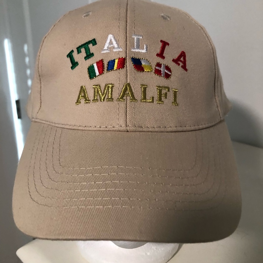 Italia Amalfi Tan Embroidered Cap